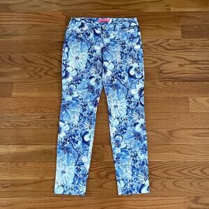 Lilly Pulitzer Kelly Catch N Keep Pant Womens 4 Coastal Blue Skinny Ankle Summer
